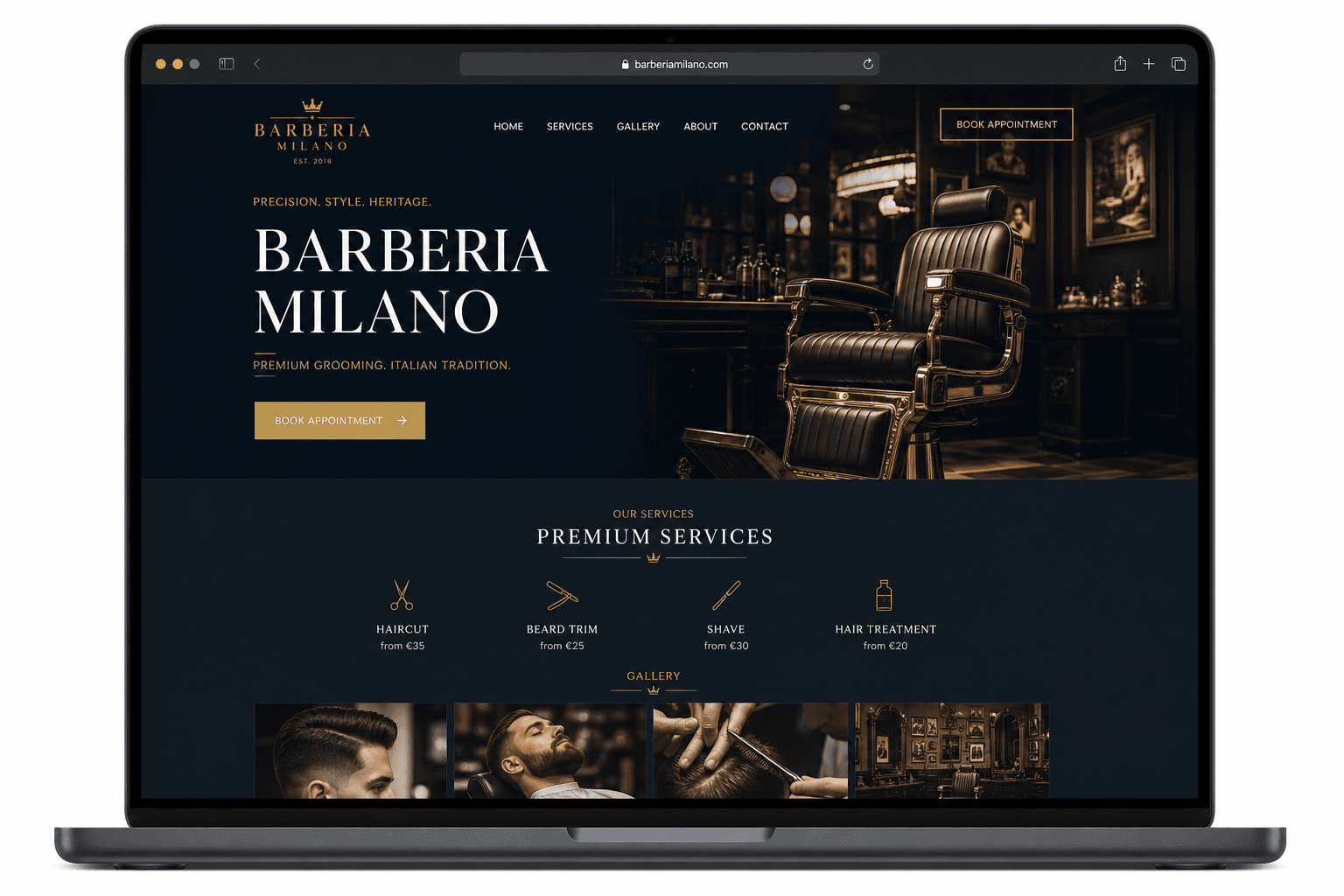 Mockup del sito Barberia Milano