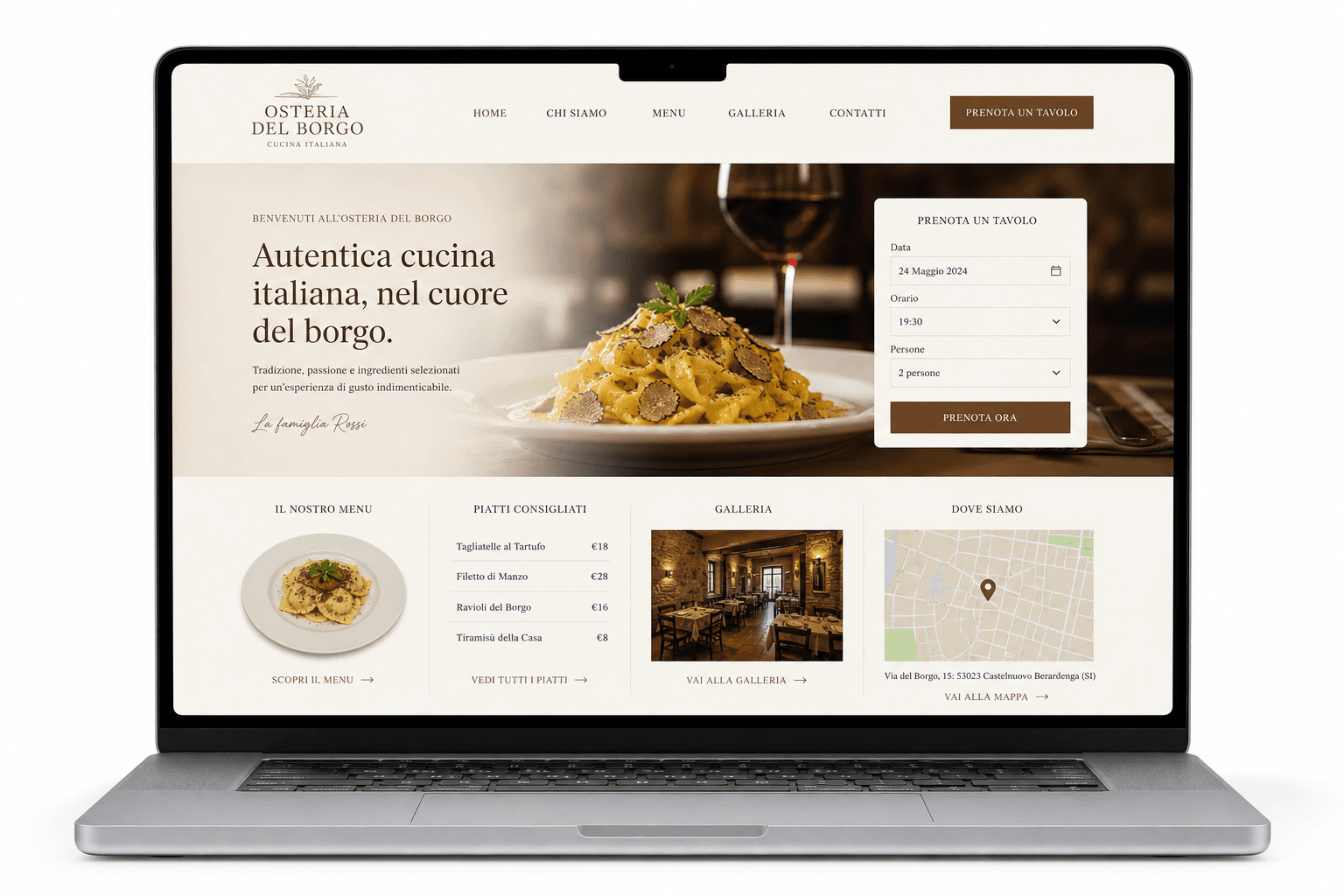 Mockup del sito Osteria del Borgo